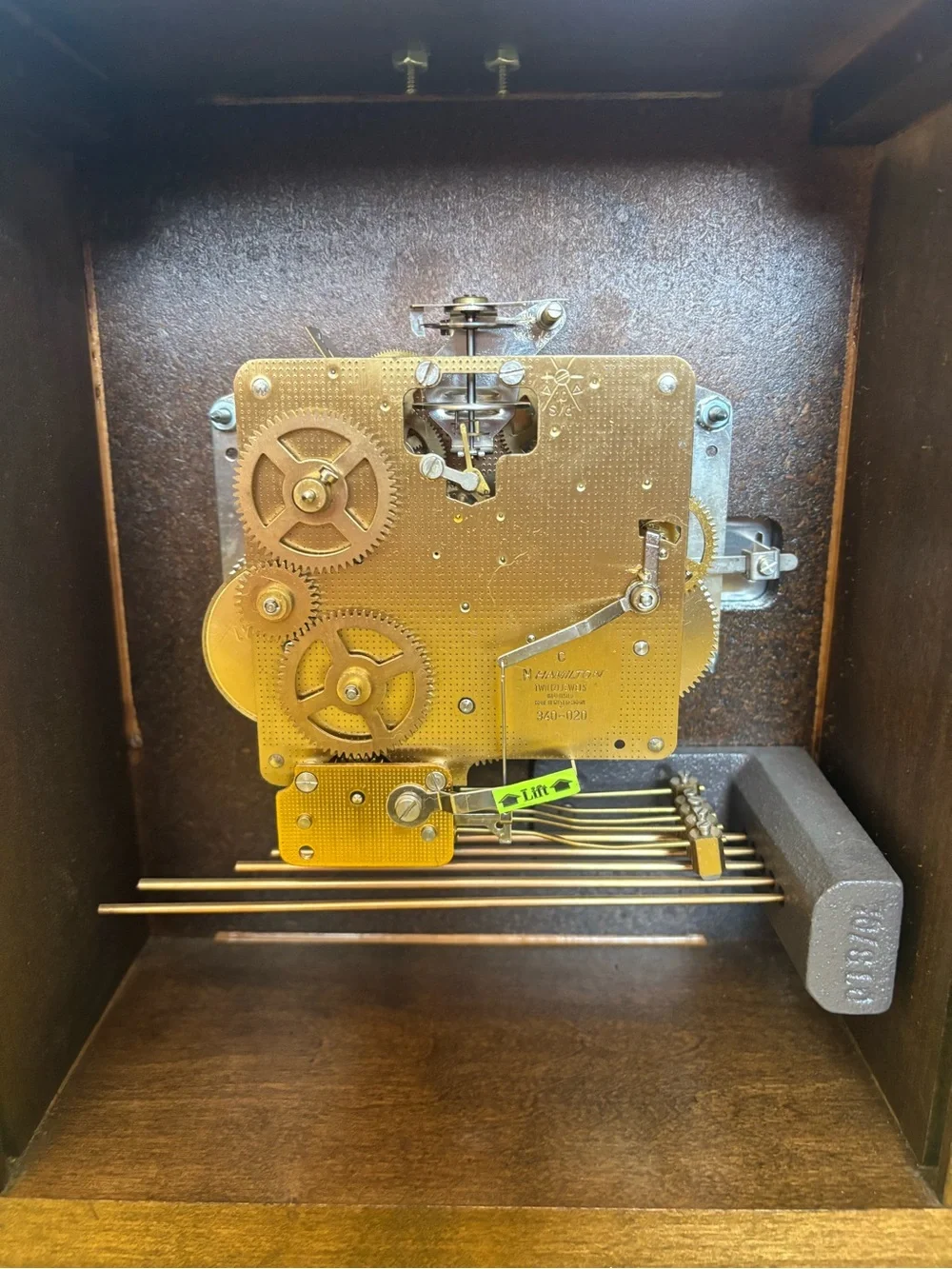 Hamilton Wood Mantel Clock with Gold-Toned Dial
